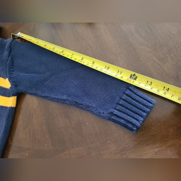 Polo Ralph Lauren Navy With  Yellow Striped Half-Zip Sweater Sz.4/4T - Picture 7 of 8